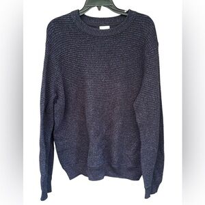 H&M L.O.G.G. Navy Blue Knit Cotton Sweater Size Large - Preloved
